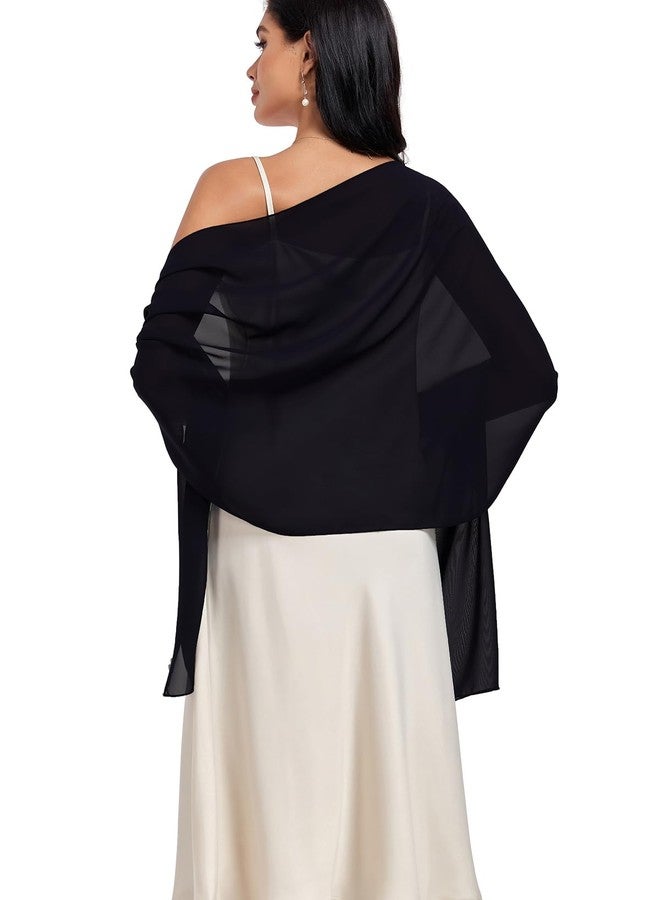 Vickorpen Shawls and Wraps Soft Chiffon Scarve Scarf For Evening Party Dresses Wedding Stole(Black1,one size) - Image 1